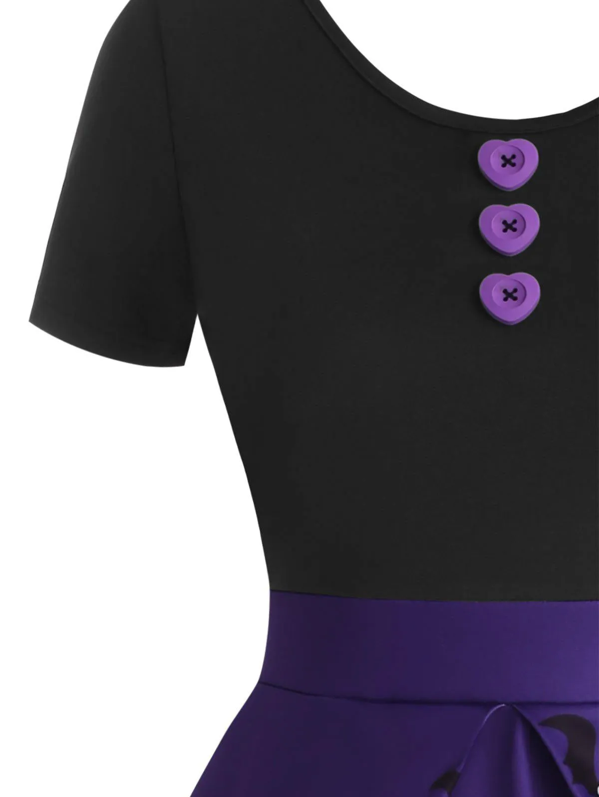 Purple 1950s Halloween Button Dress sold by Retro Stage product image thumbnail 3