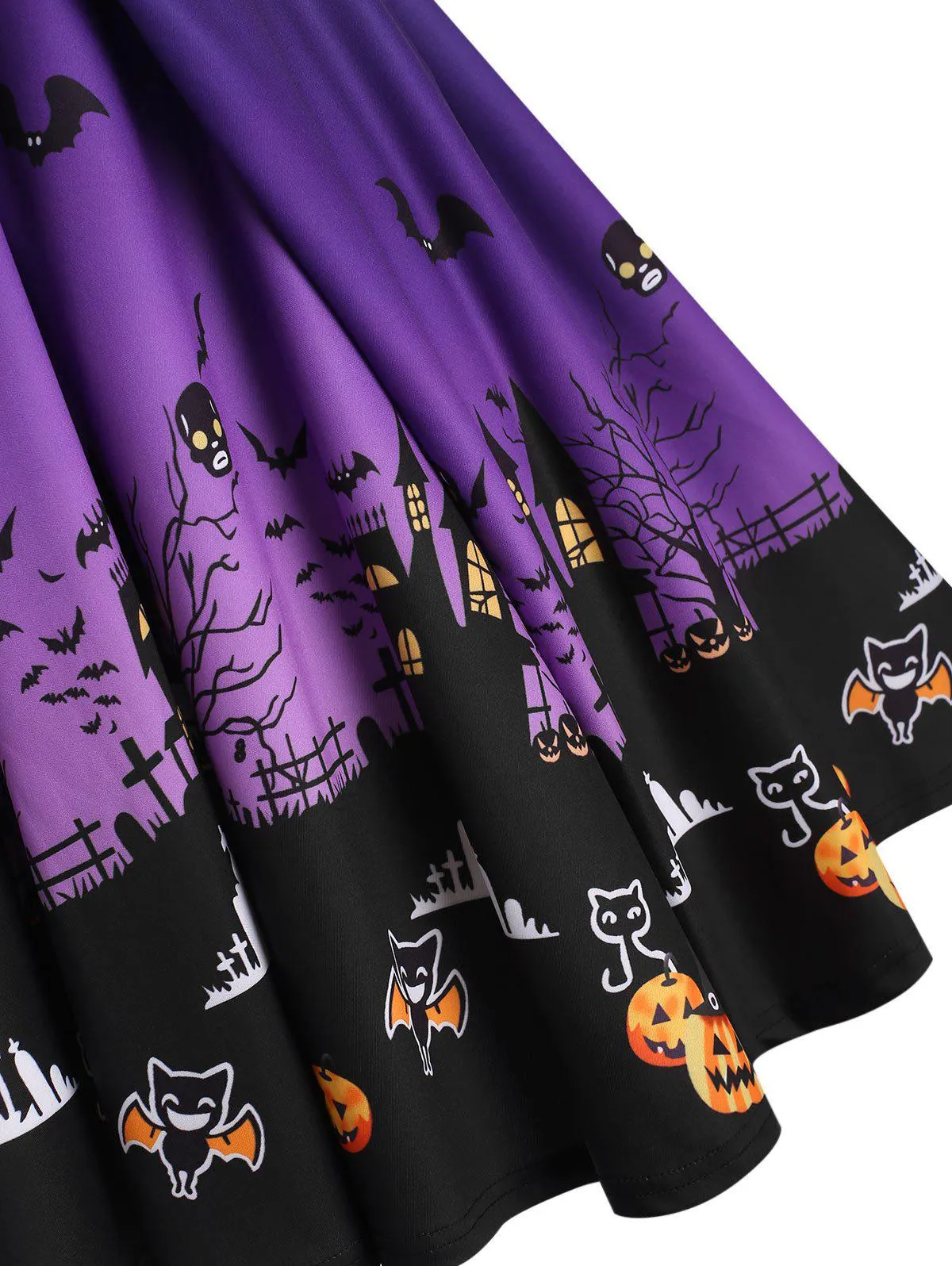 Purple 1950s Halloween Button Dress sold by Retro Stage product image thumbnail 4