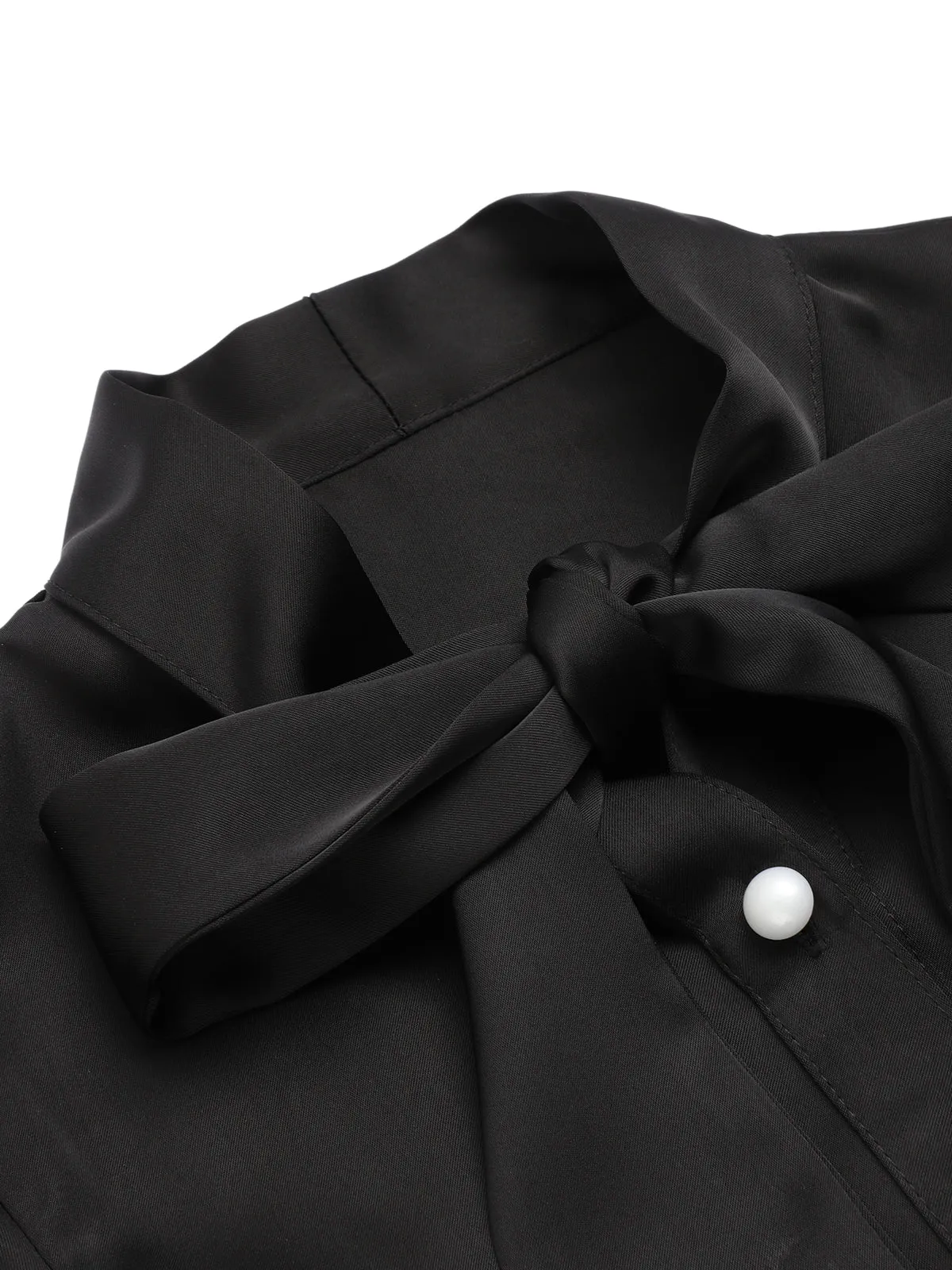 Black 1950s Solid Ruffled-Sleeve Blouse sold by Retro Stage product image thumbnail 4