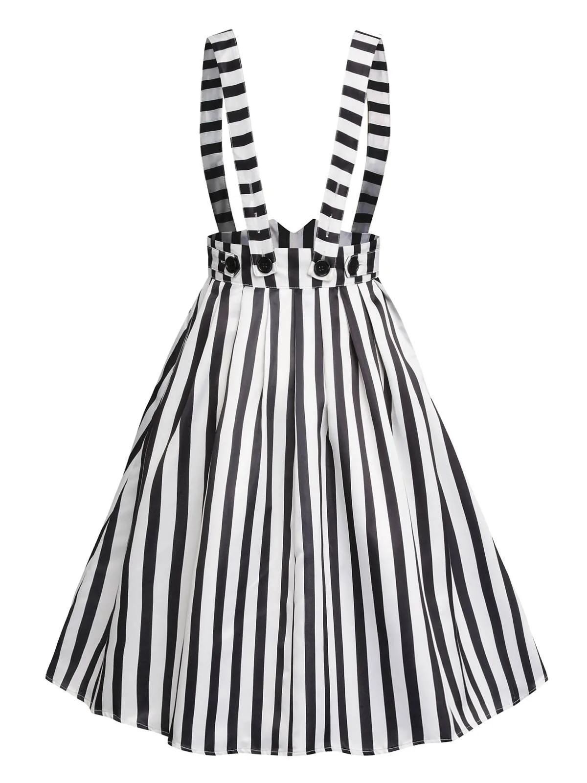 Black & White 1950s Stripes Suspender Skirt sold by Retro Stage product image thumbnail 3