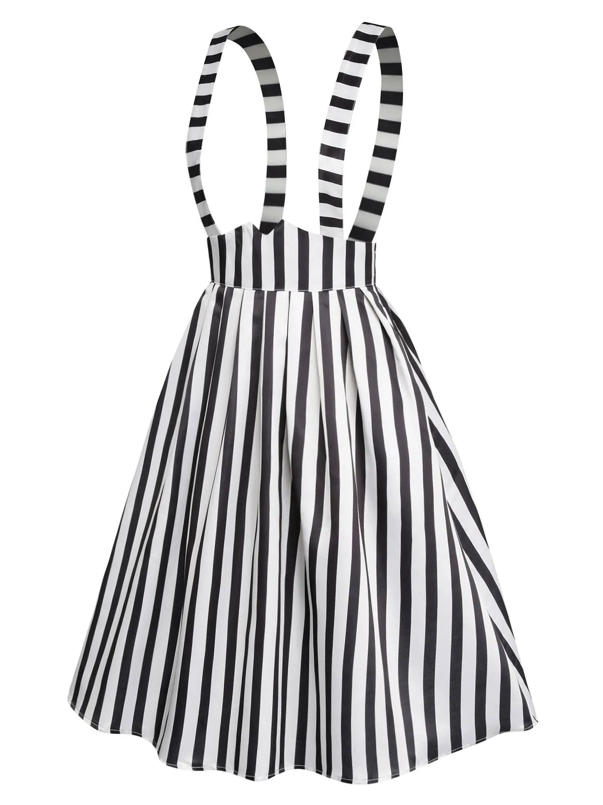 Black & White 1950s Stripes Suspender Skirt sold by Retro Stage product image thumbnail 2