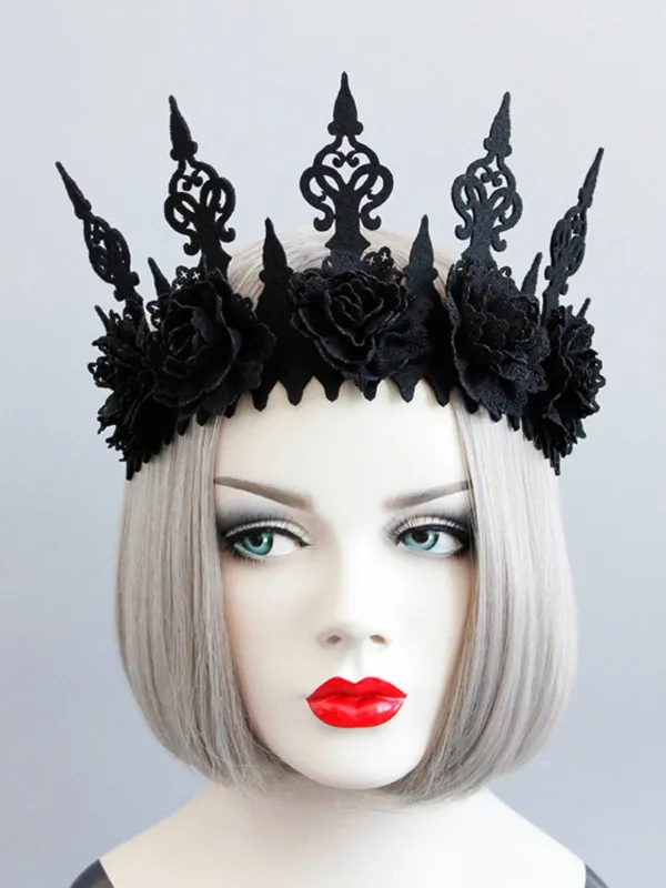 Black Halloween Flowers Crown Headband sold by Retro Stage