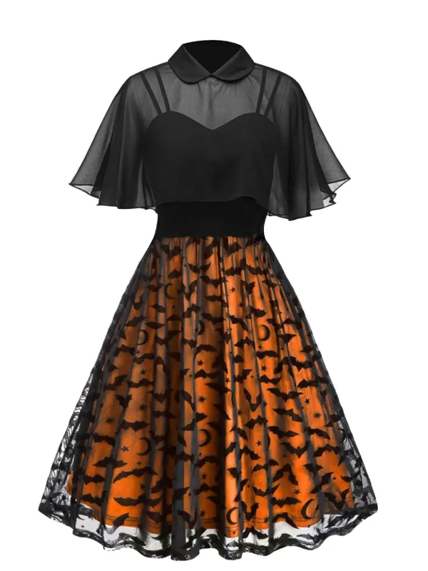 1950s Halloween Strap Patchwork Dress & Cape sold by Retro Stage
