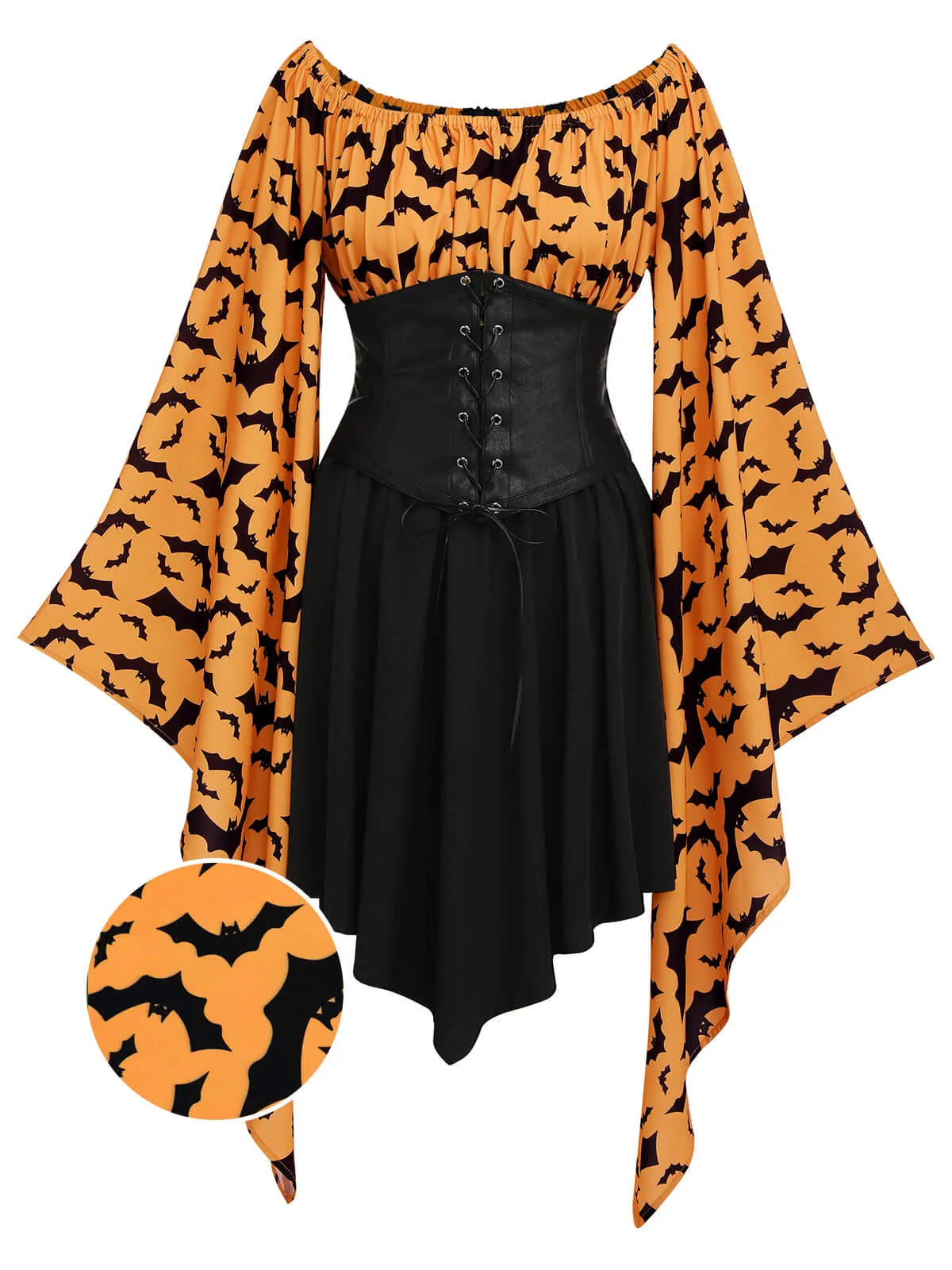 Halloween Gothic Bat Empire Waist Dress sold by Retro Stage