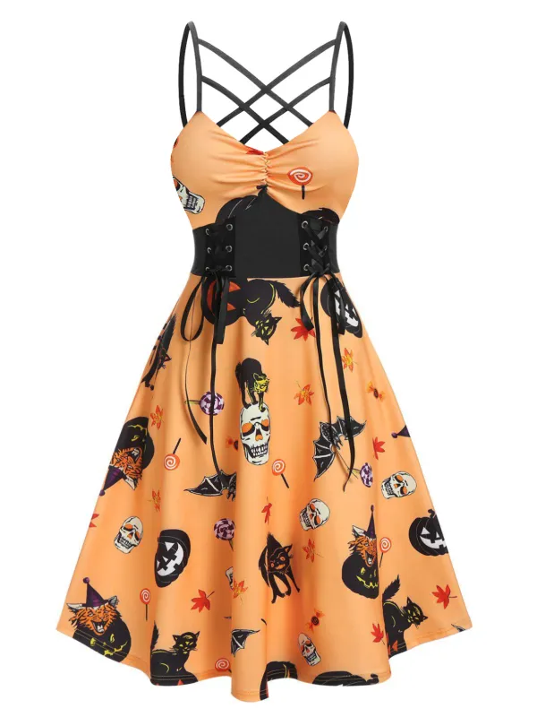1950s Halloween Spaghetti Straps Corset Dress sold by Retro Stage