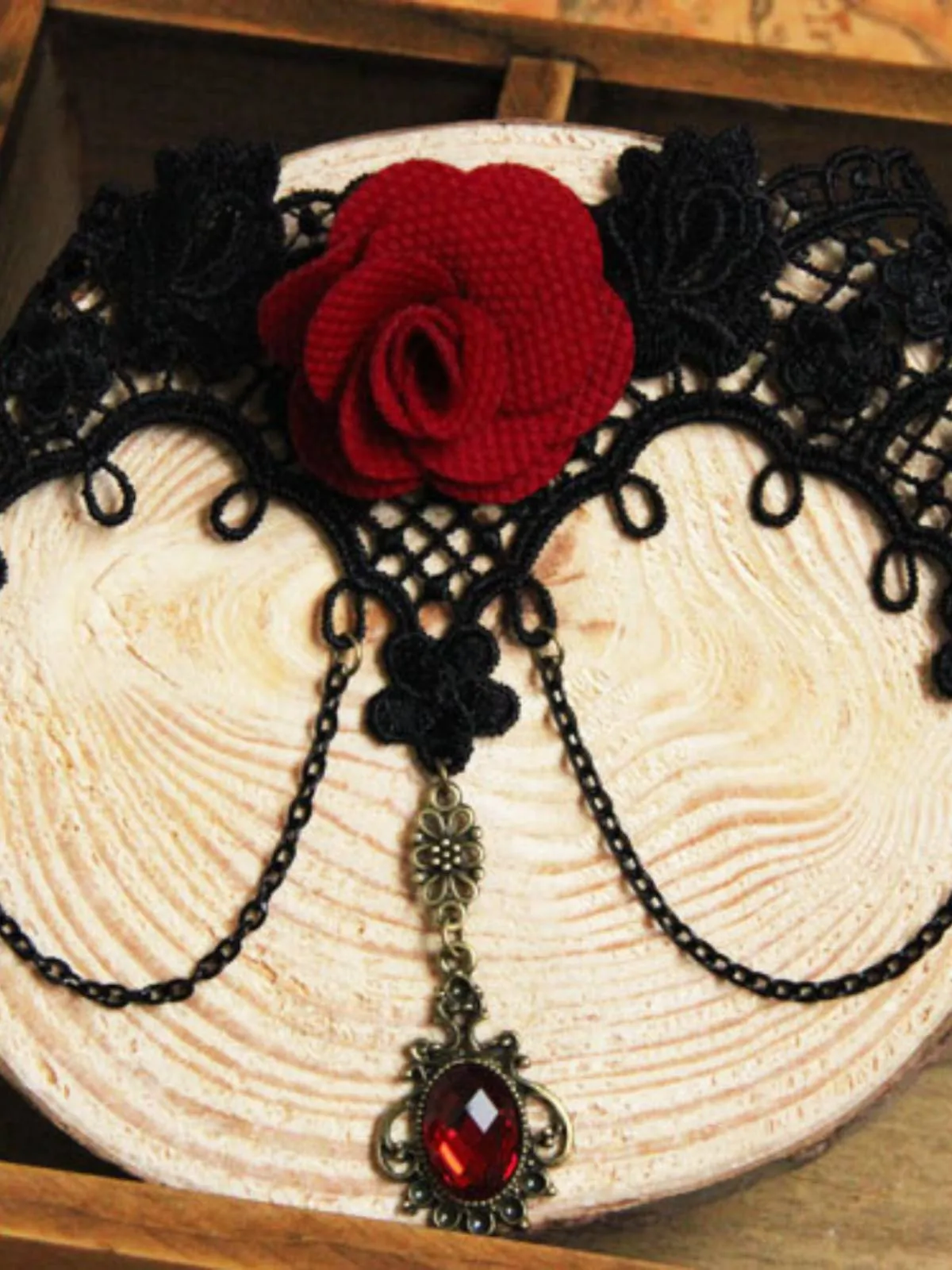 Halloween 3D Rose Flower Lace Necklace sold by Retro Stage product image thumbnail 3