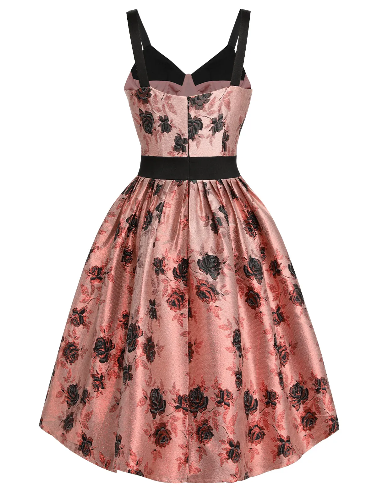 1950s Roses Embossed Satin Swing Dress sold by Retro Stage product image thumbnail 4