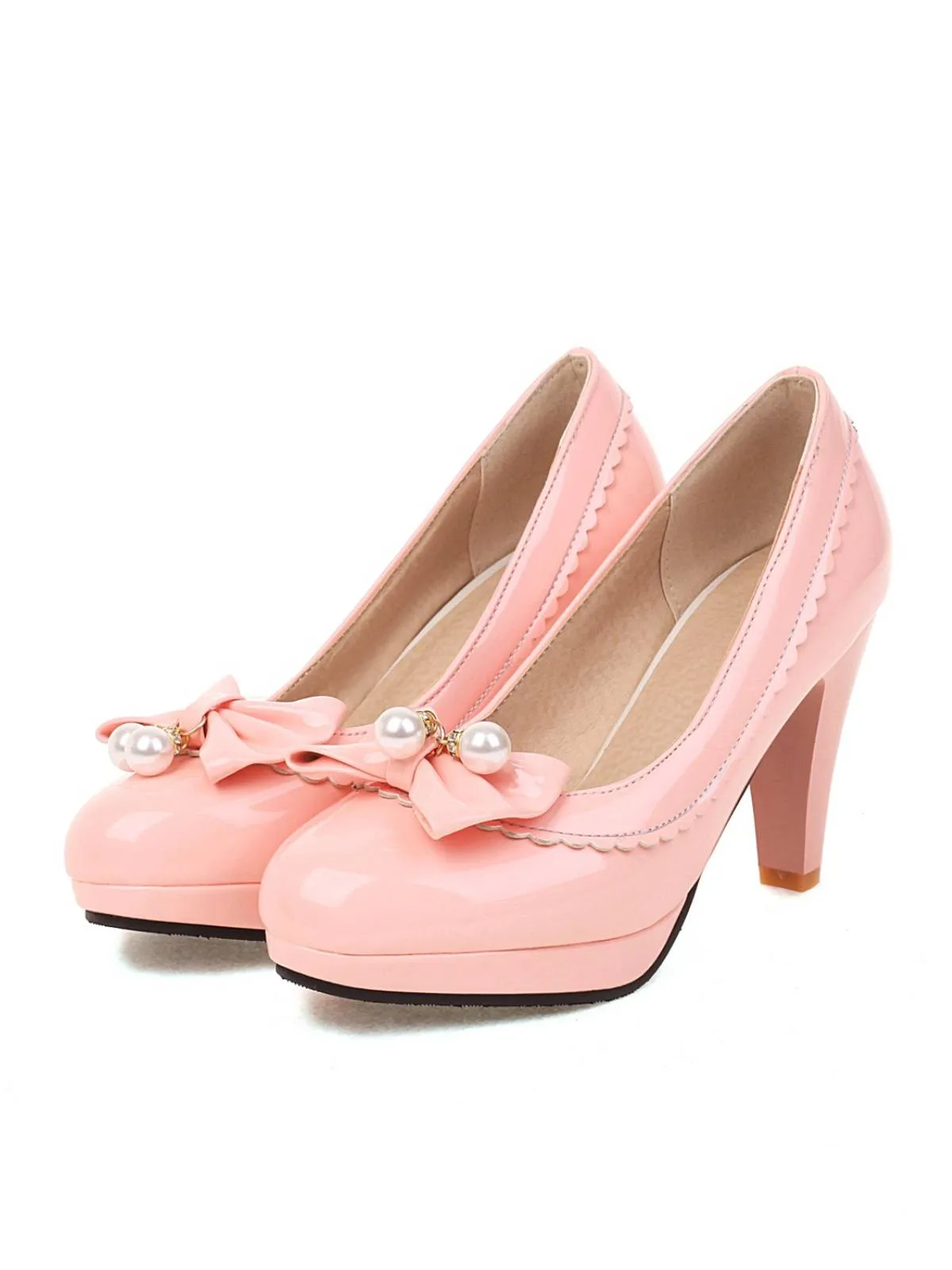 Retro Bow Pearl High Heels Shoes sold by Retro Stage product image thumbnail 5