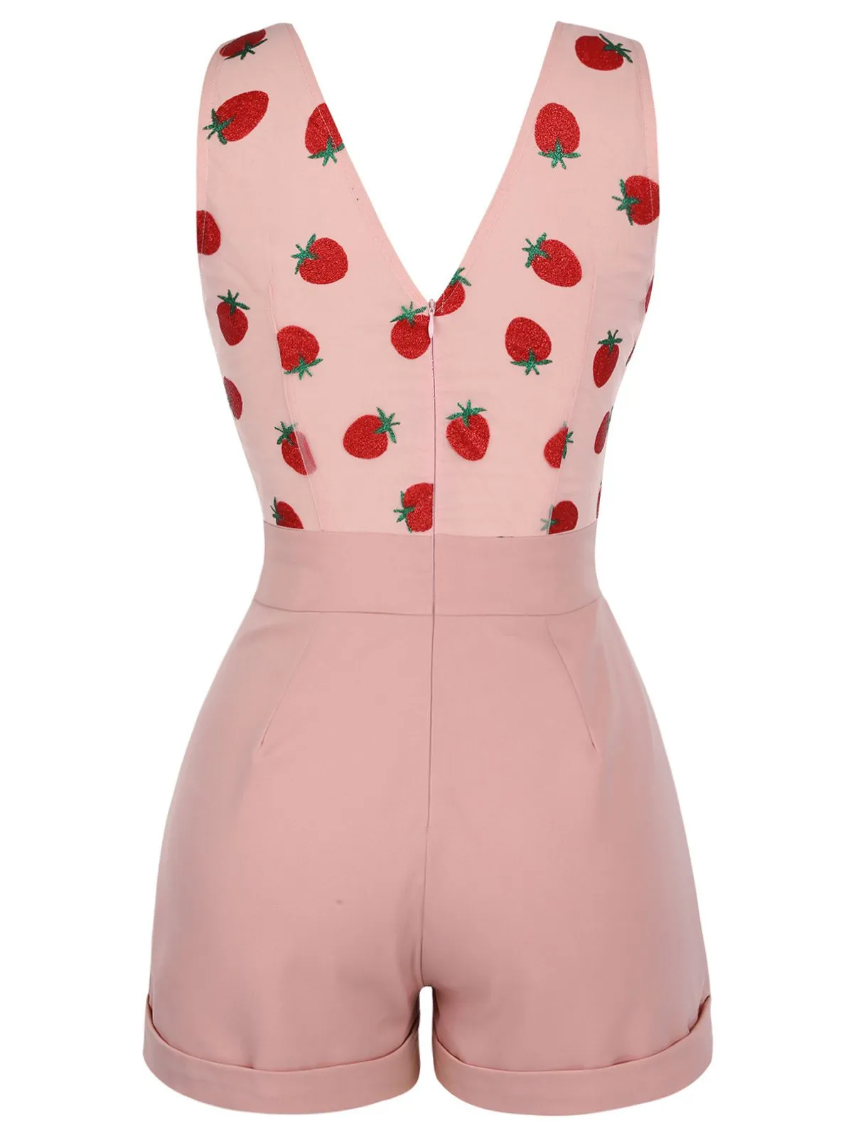Strawberry Pink 1950s Patchwork Lace Romper sold by Retro Stage product image thumbnail 3