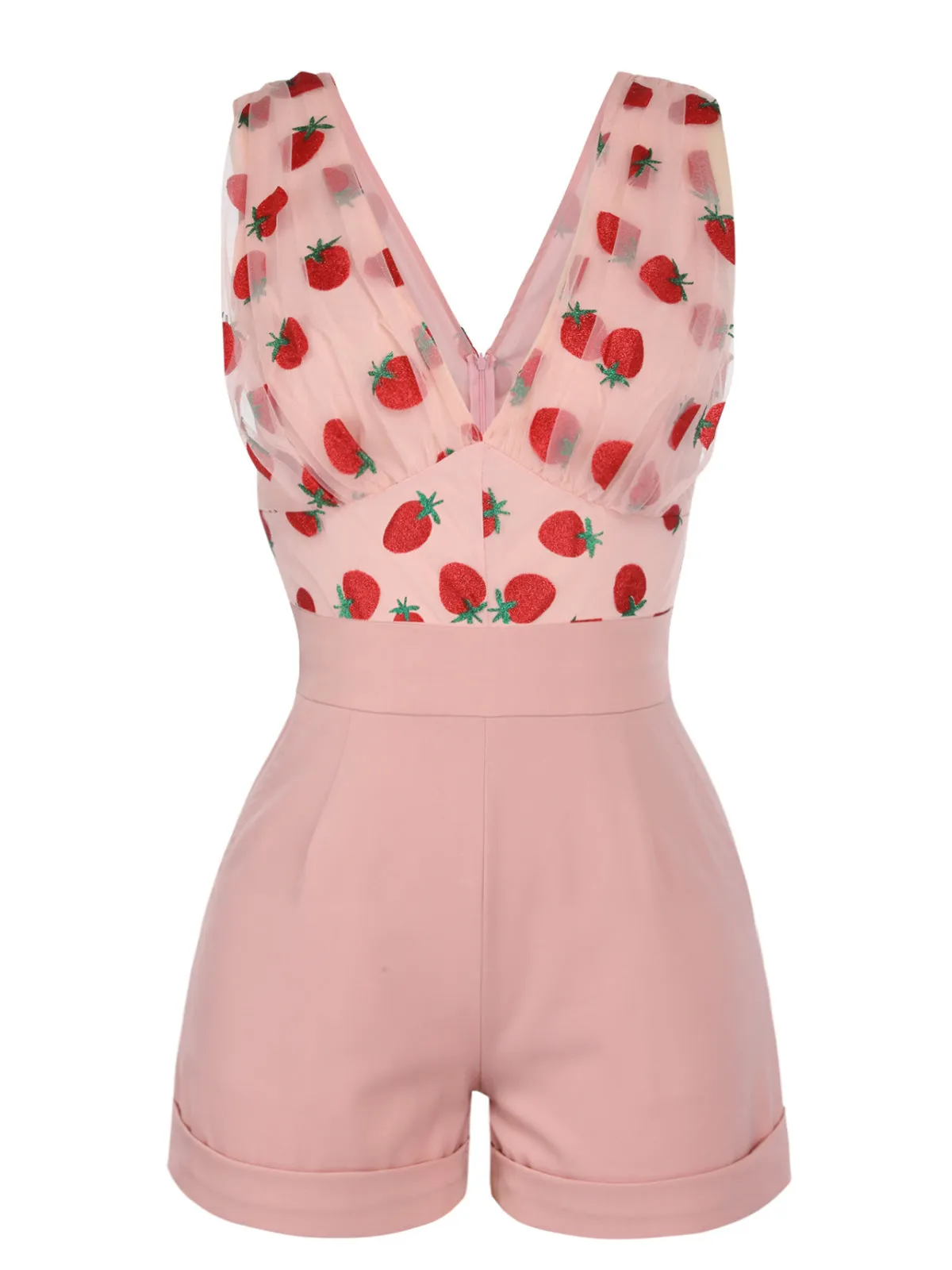 Strawberry Pink 1950s Patchwork Lace Romper sold by Retro Stage