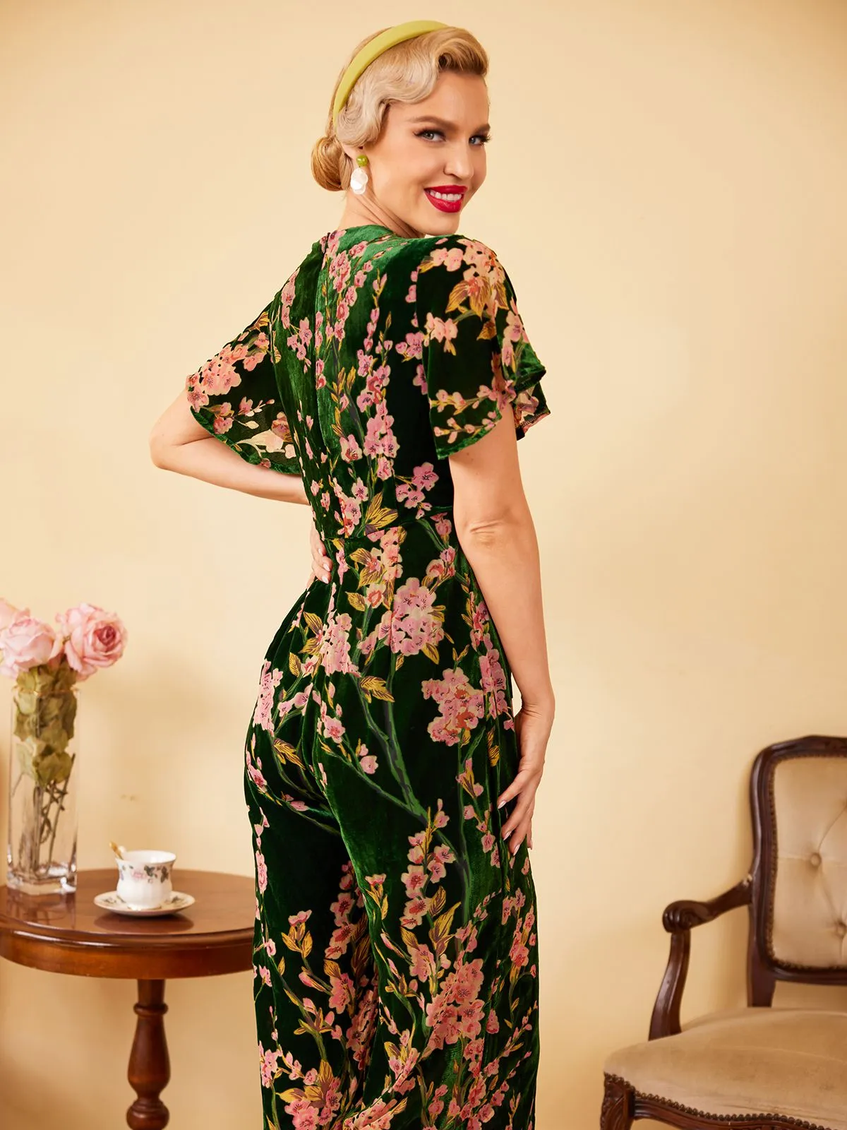 Green 1930s Velvet Vintage Jumpsuit sold by Retro Stage product image thumbnail 5