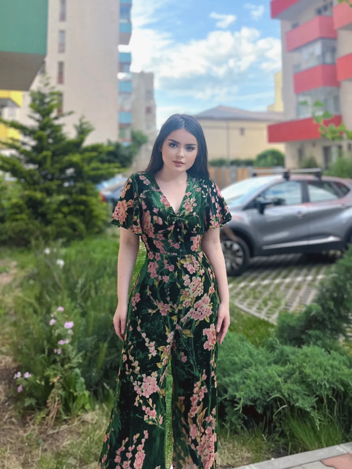 Green 1930s Velvet Vintage Jumpsuit sold by Retro Stage product image thumbnail 2