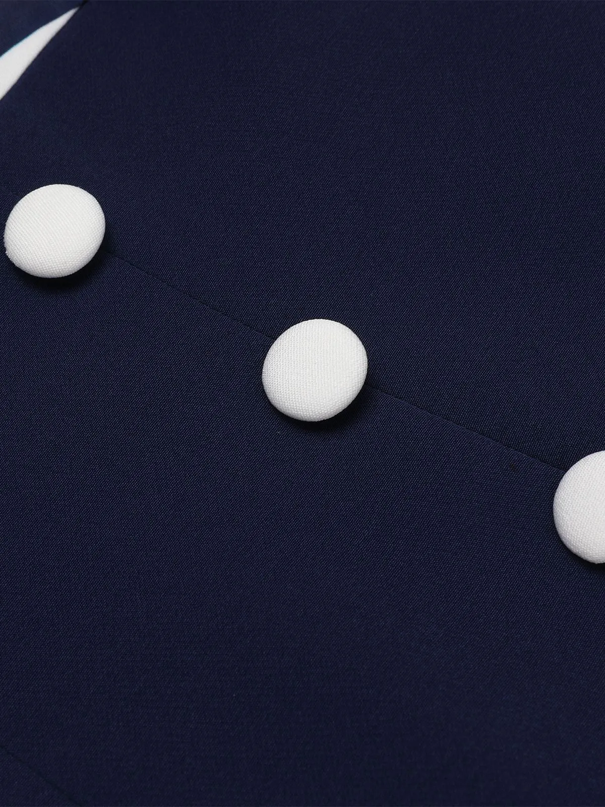 Navy Blue 1950s Patchwork Off-shoulder Striped Romper sold by Retro Stage product image thumbnail 5