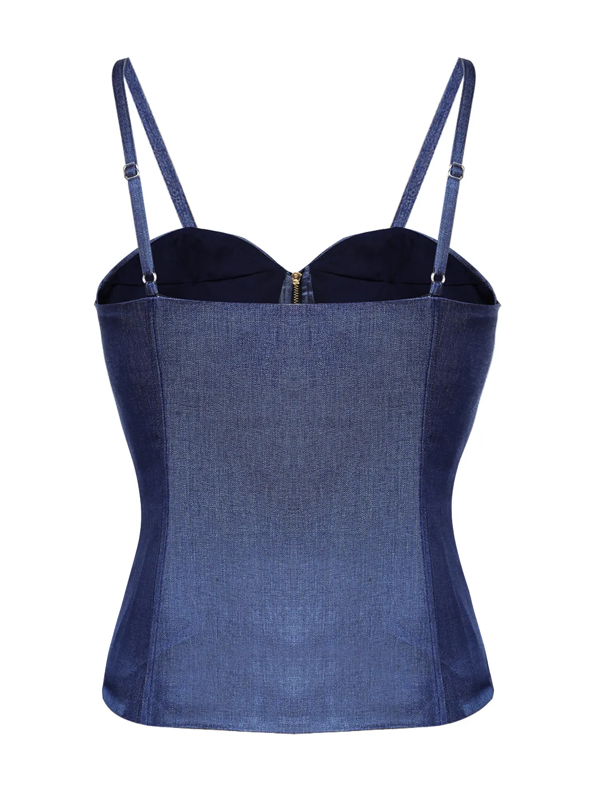 Blue 1940s Spaghetti Strap Zipper Top With Belt sold by Retro Stage product image thumbnail 4