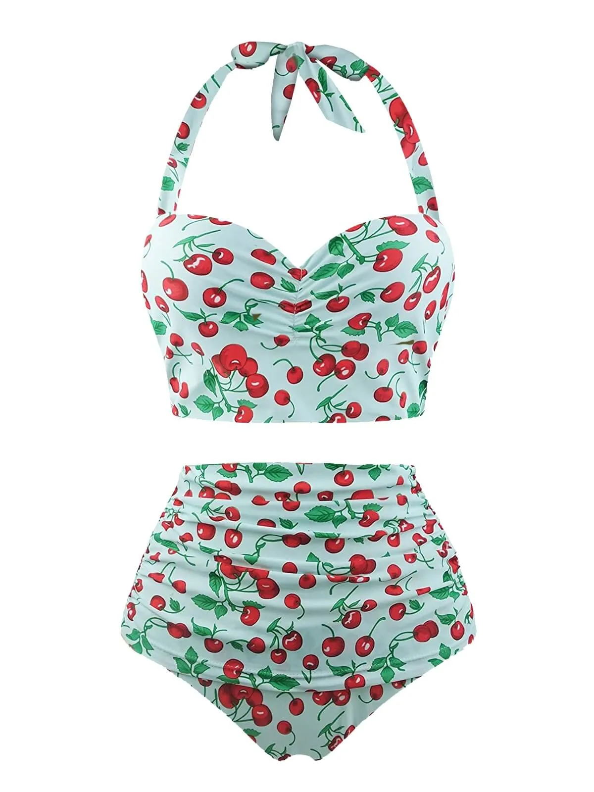 Retro 1950s Cherry Summer Halter Swimsuit sold by Retro Stage