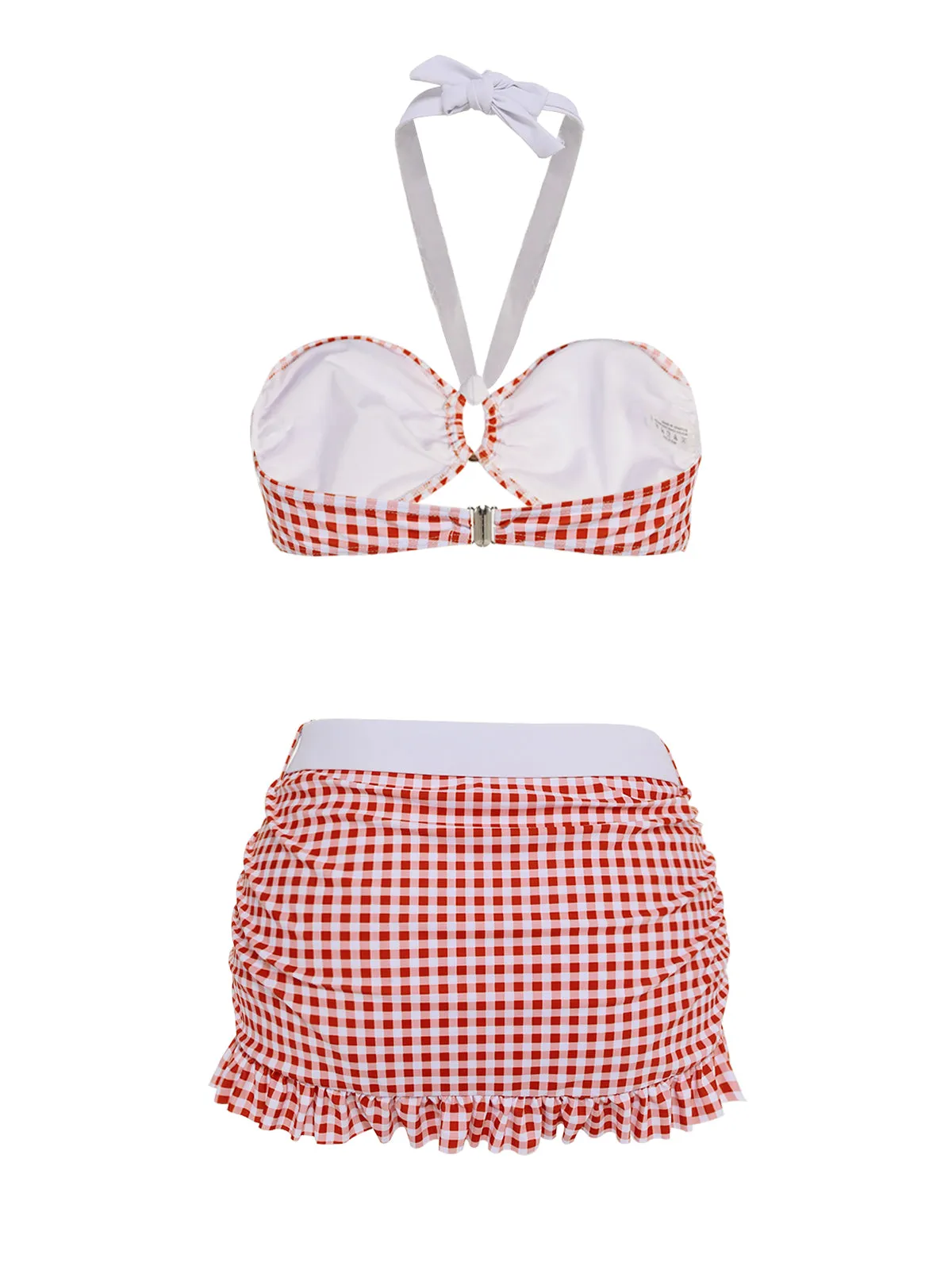 Retro Red 1940s Plaid Halter Bikini Set sold by Retro Stage product image thumbnail 4