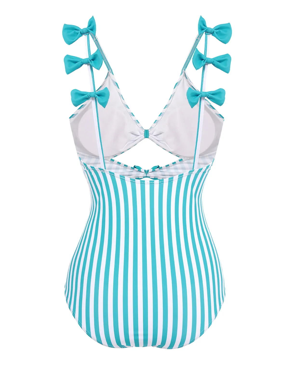 Blue 1960s Stripe Strap Bow One-Piece Swimsuit sold by Retro Stage product image thumbnail 5