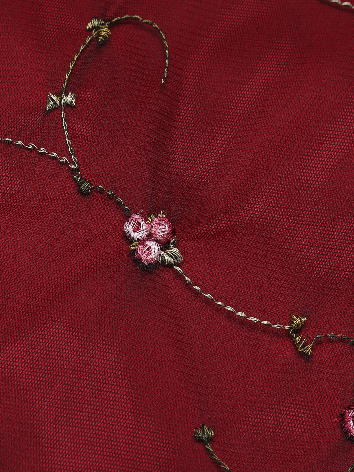 Wine Red 1950s Mesh Hi-Lo Back Lace Up Dress sold by Retro Stage product image thumbnail 5