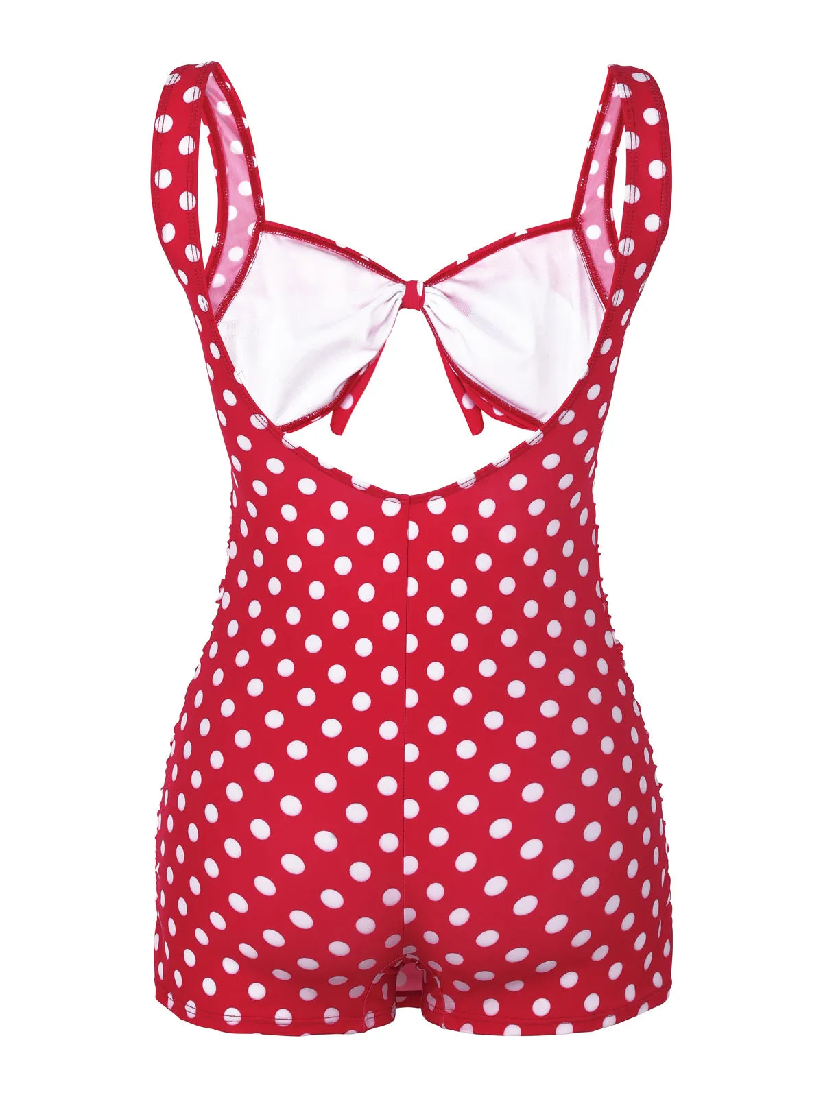 Red 1940s Polka Dot Strap One-Piece Swimsuit sold by Retro Stage product image thumbnail 3