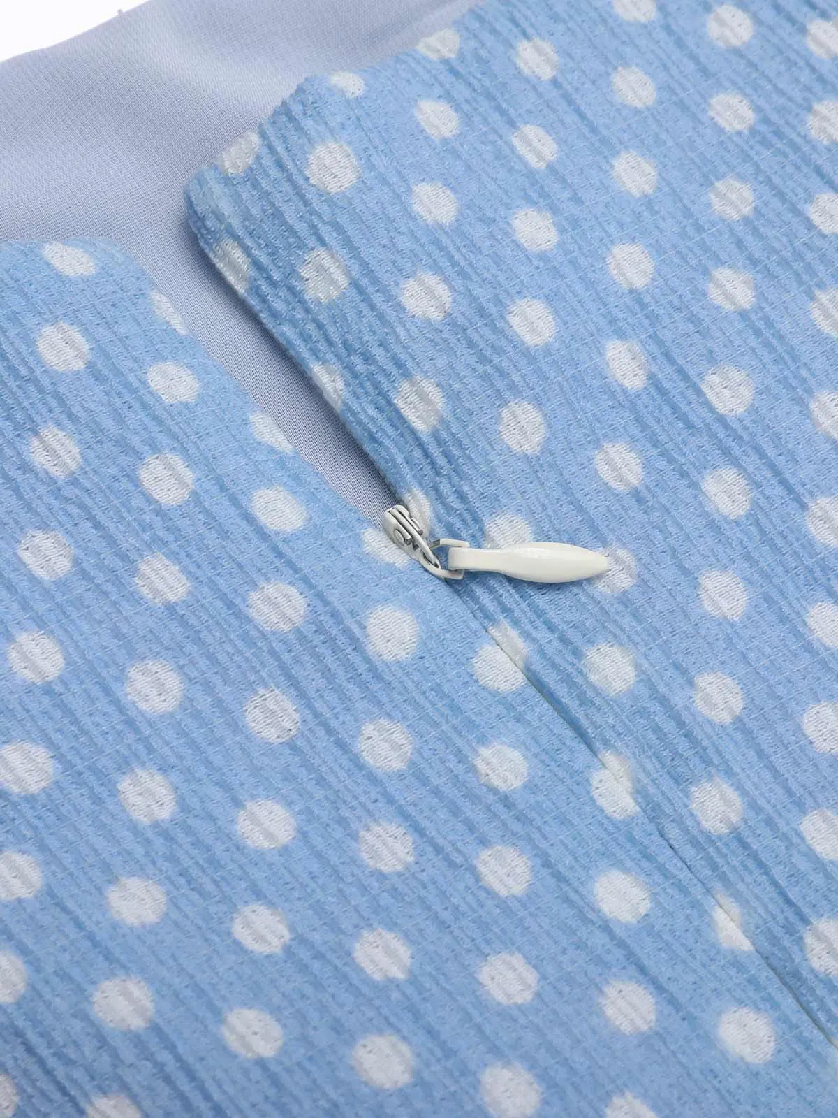 Sky Blue 1950s Strap Polka Dot Swing Dress sold by Retro Stage product image thumbnail 5