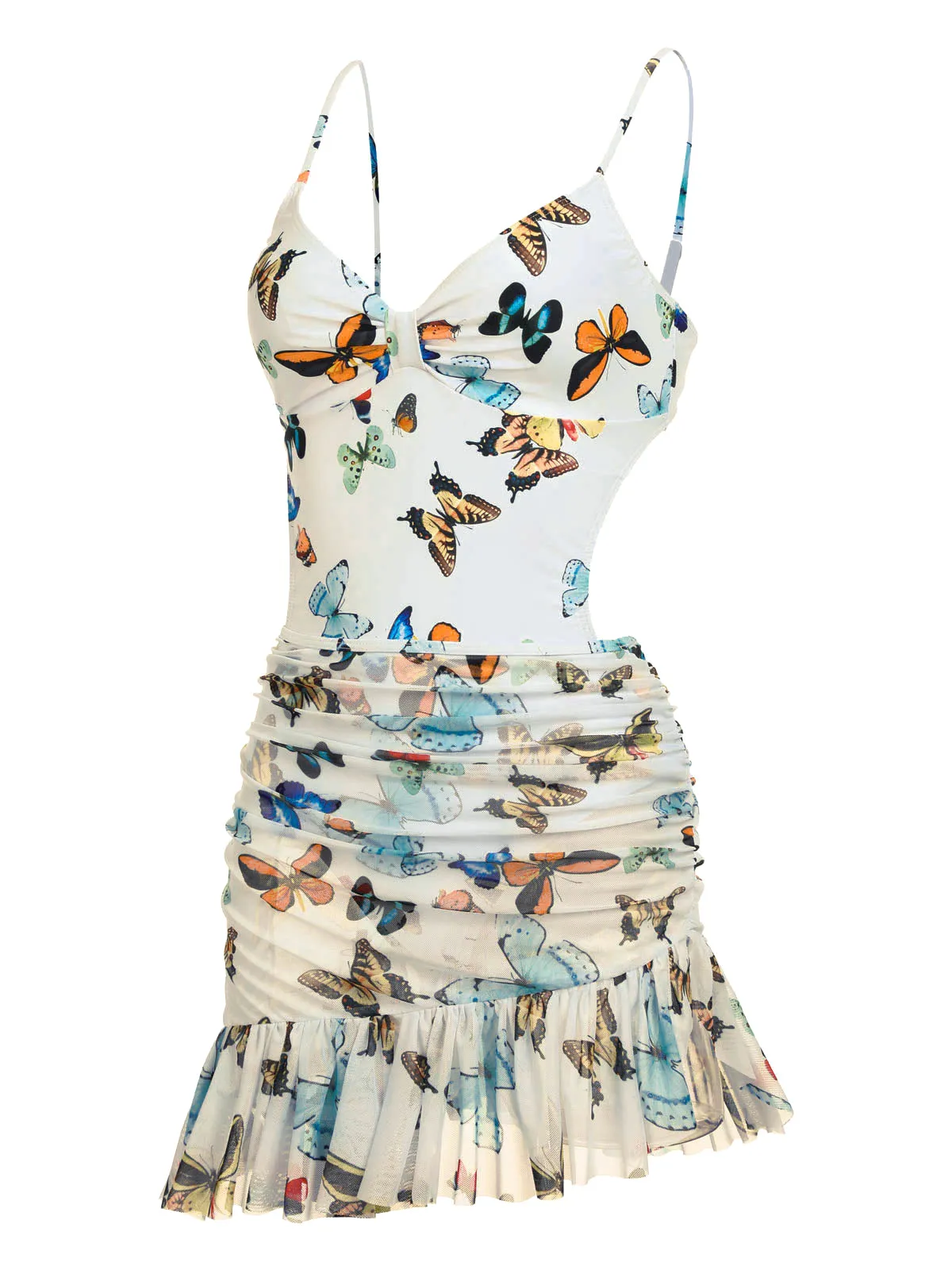 1960s Butterflies Strap One-piece Swimsuit & Cover-up Skirt sold by Retro Stage product image thumbnail 2