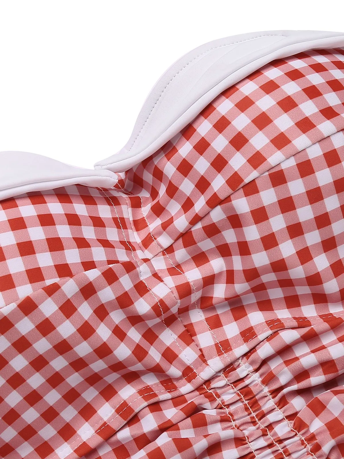 Gingham 1950s Halter Bowknot One-piece Swimsuit sold by Retro Stage product image thumbnail 5