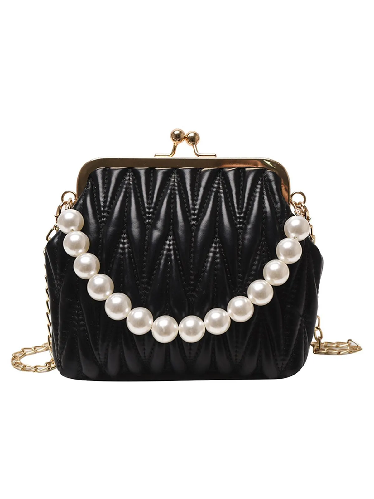 Retro Pearl Chain Solid Frame Bag sold by Retro Stage product image thumbnail 3