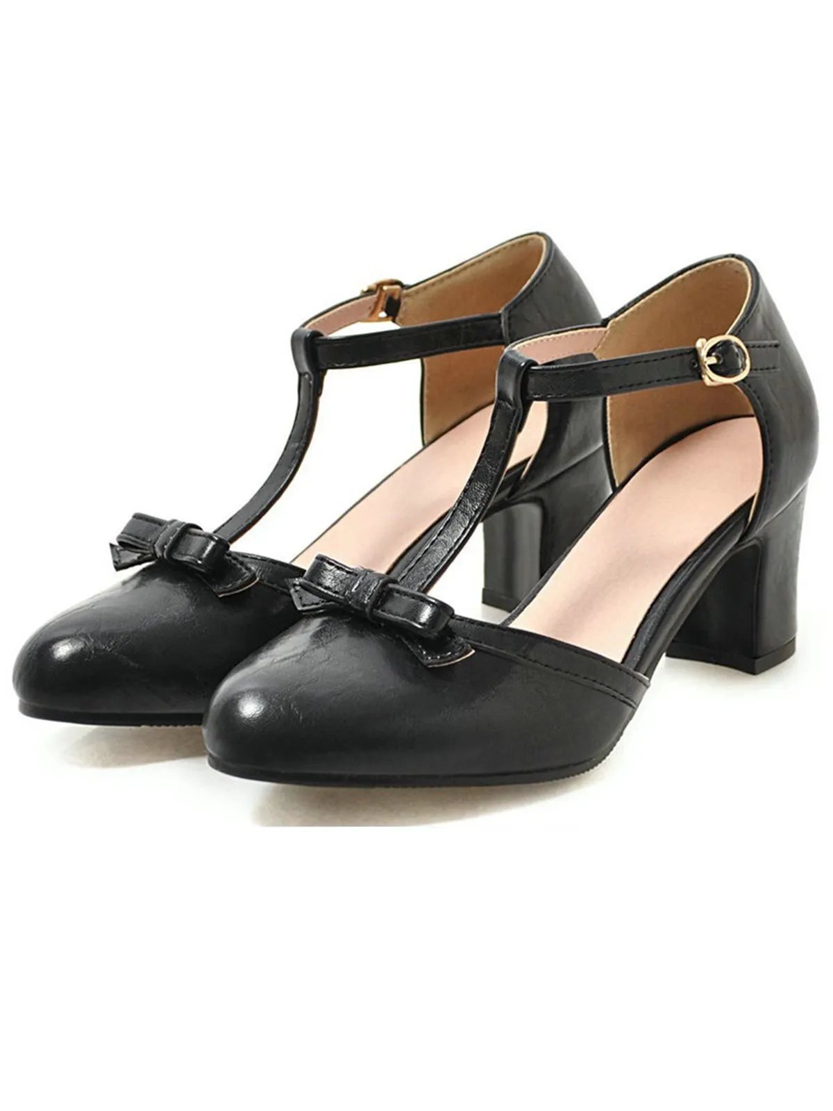 Retro Bow T-strap Chunky Heels Shoes sold by Retro Stage product image thumbnail 2