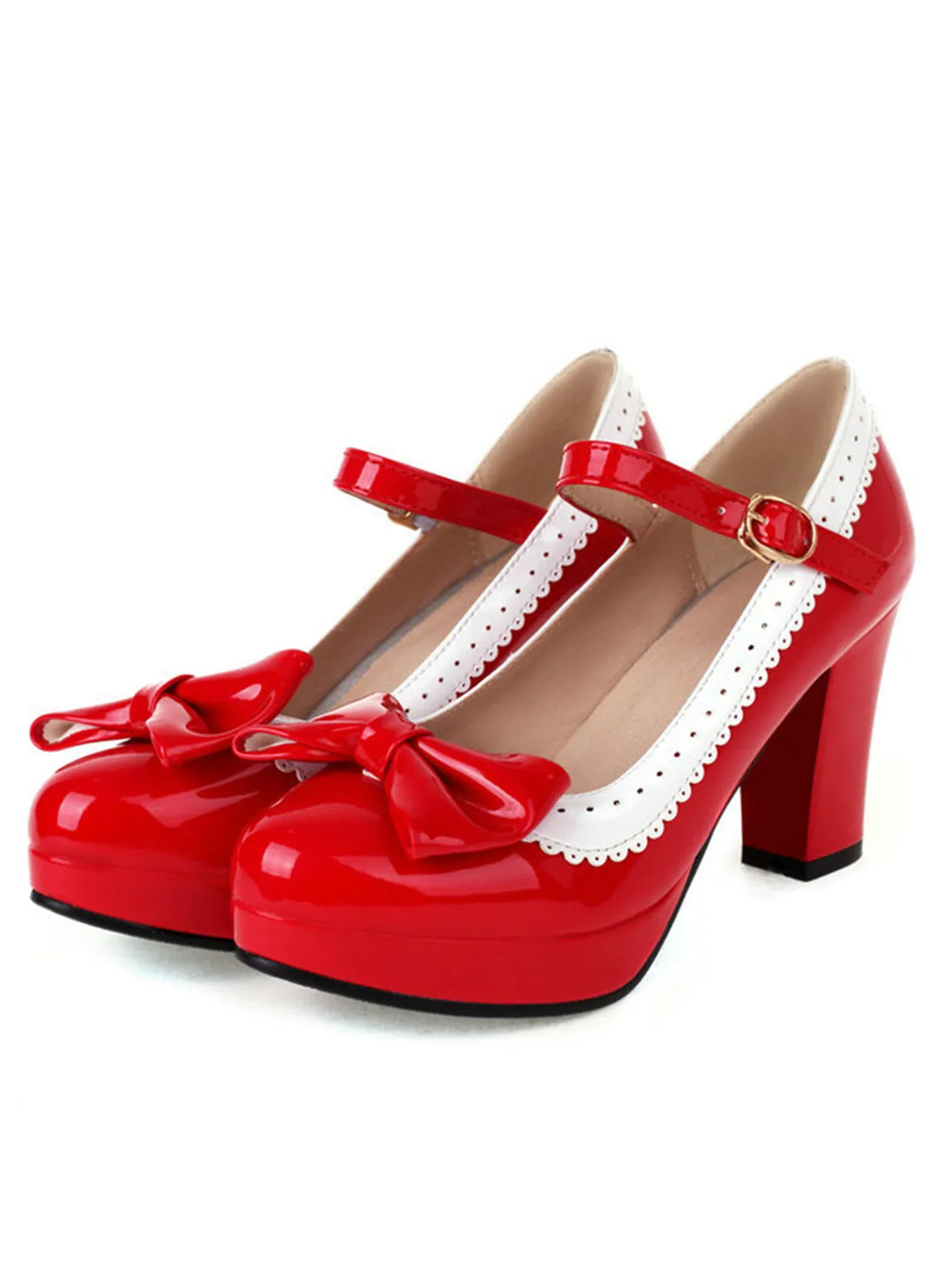 Bowknot Chunky Heels Mary Jane Shoes sold by Retro Stage product image thumbnail 4