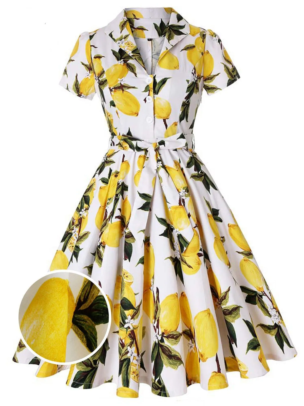 Yellow 1950s Lemon Bow Swing Dress sold by Retro Stage product image thumbnail 5