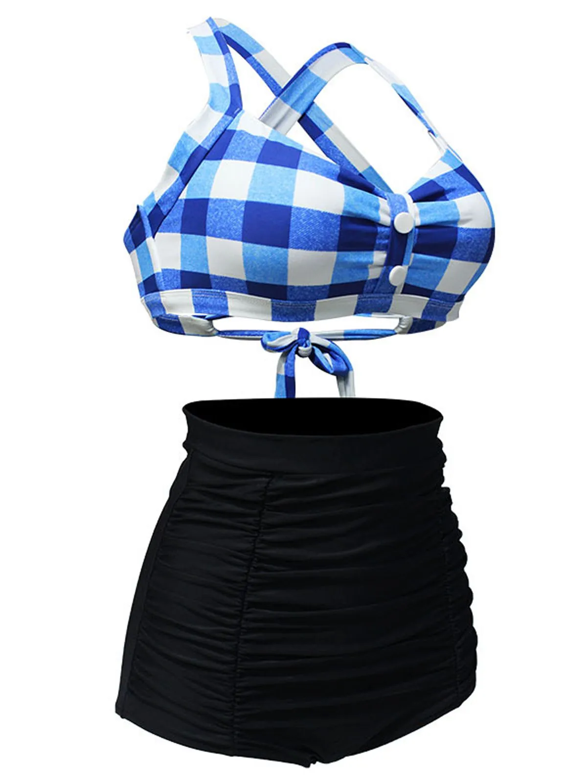 1950s Plaid Criss Cross Pleated Bikini sold by Retro Stage product image thumbnail 4