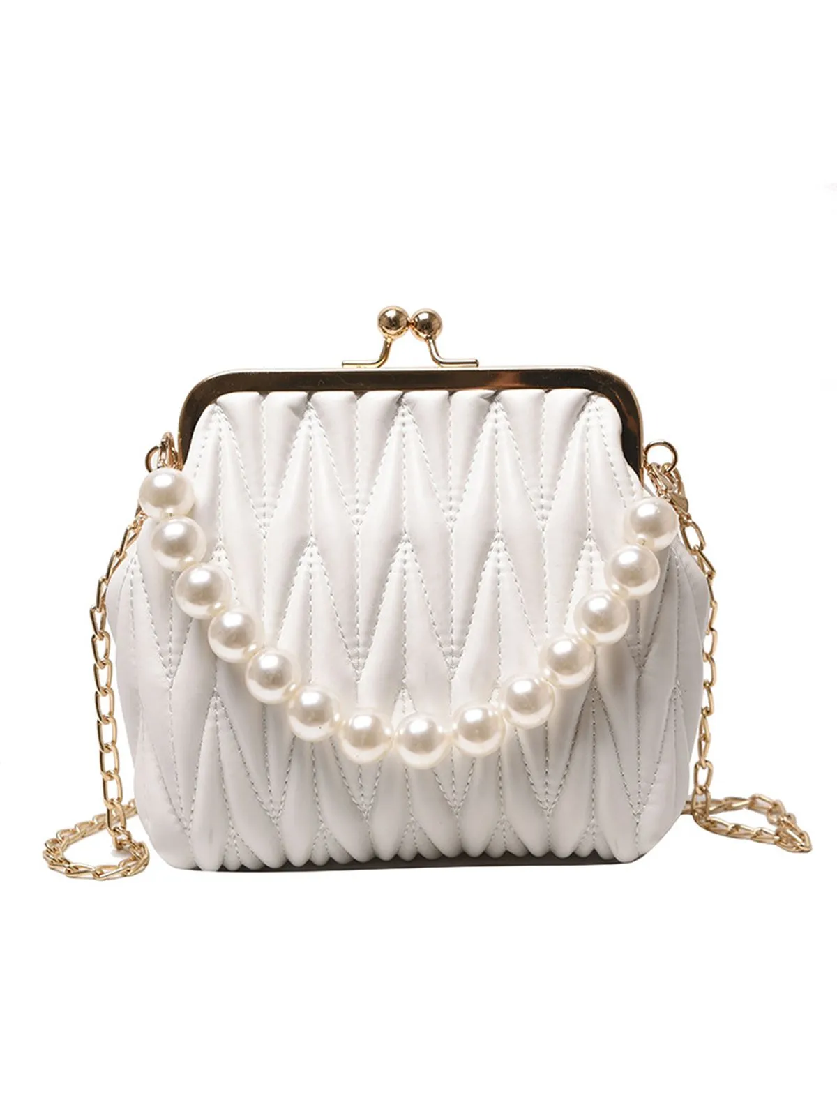 Retro Pearl Chain Solid Frame Bag sold by Retro Stage product image thumbnail 2