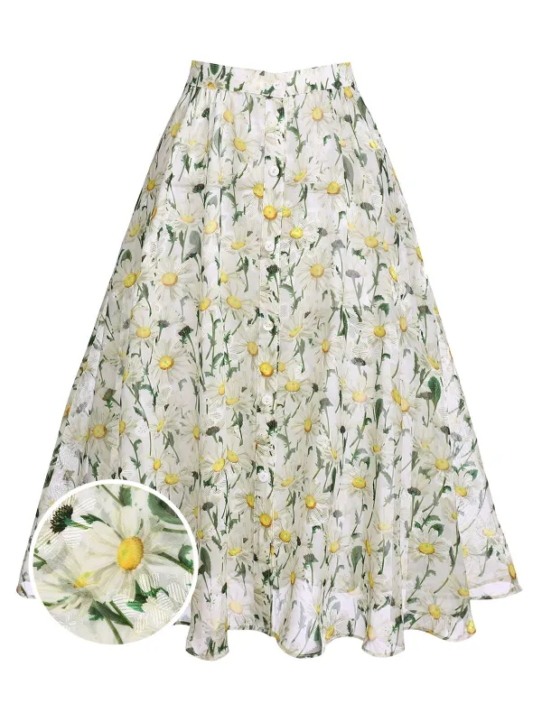 Retro White Floral Button Swing Cover-up sold by Retro Stage