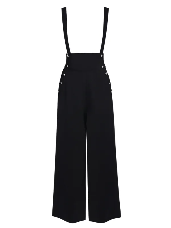 Black 1930s Solid Suspender Pants sold by Retro Stage