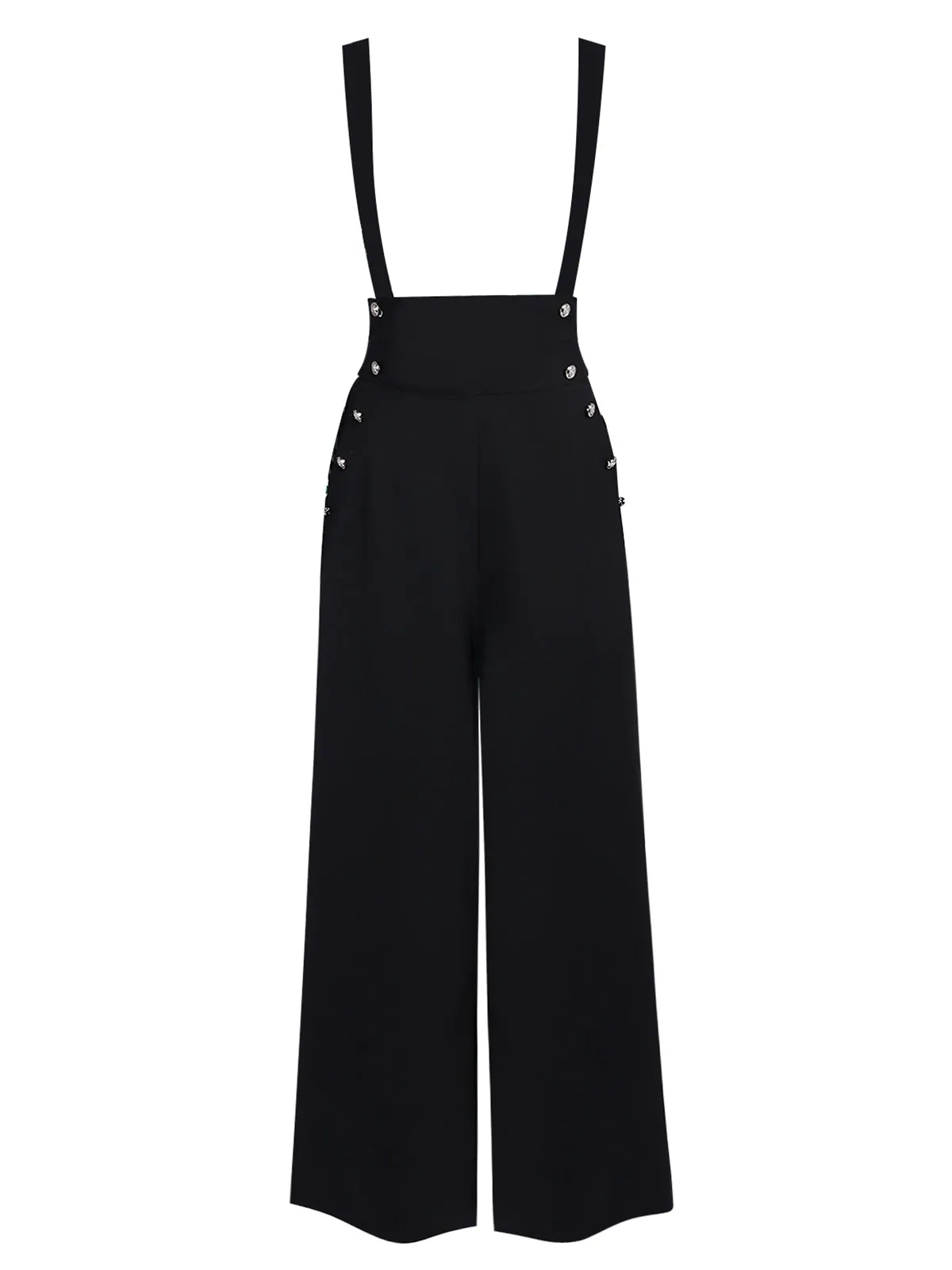 Black 1930s Solid Suspender Pants sold by Retro Stage