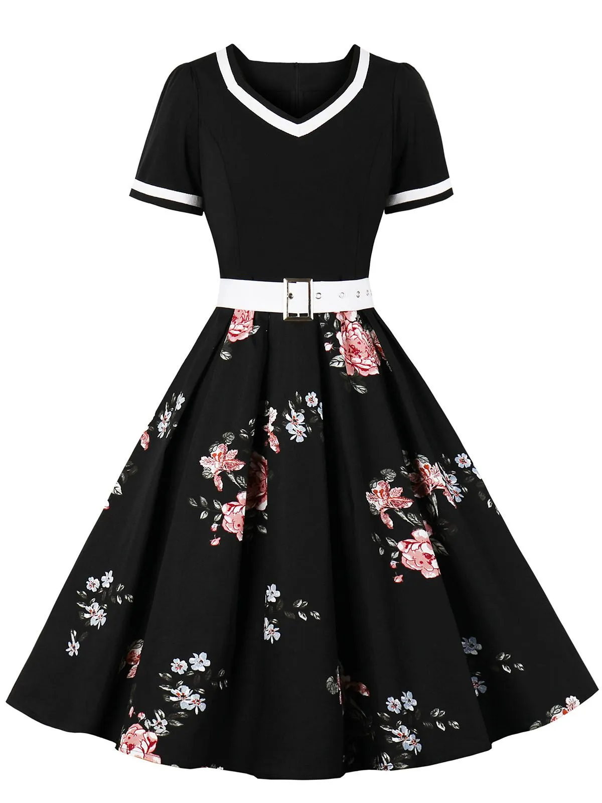 1950s Floral Patchwork Swing Dress sold by Retro Stage