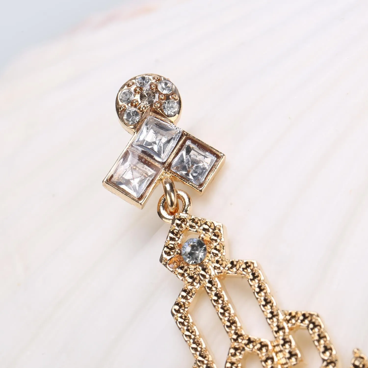 Gold 1920s Hollow Out Dangle Earrings sold by Retro Stage product image thumbnail 3