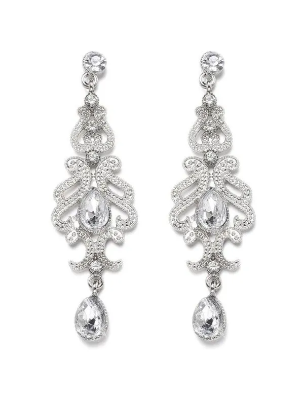 Silver 1920s Bridal Earrings sold by Retro Stage
