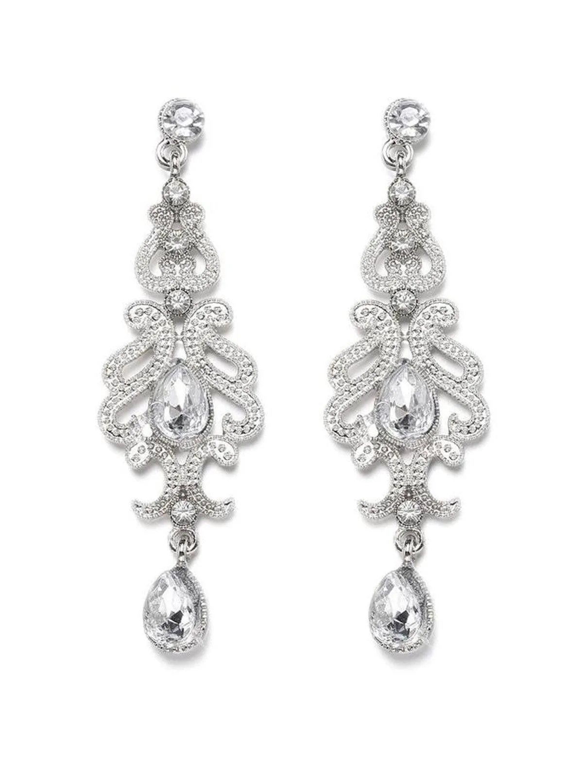 Silver 1920s Bridal Earrings sold by Retro Stage