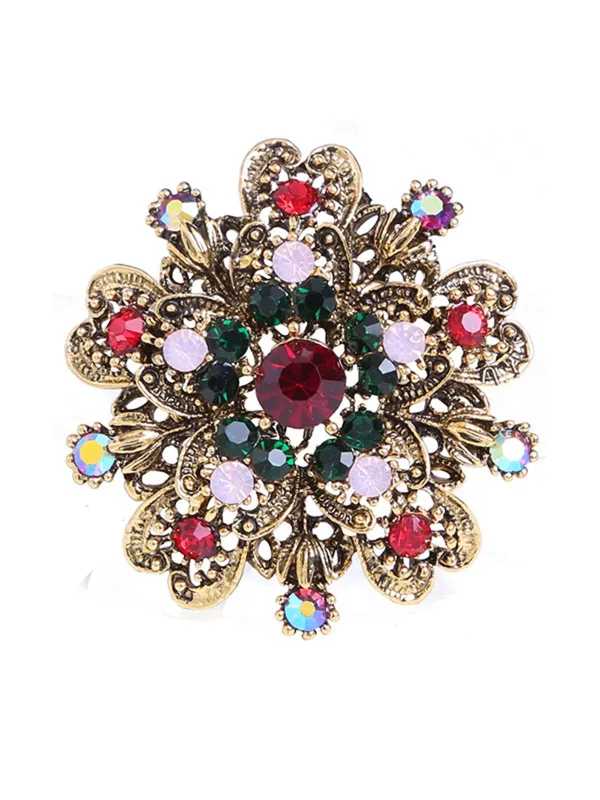 Retro Christmas Snowflake Rhinestone Brooch sold by Retro Stage