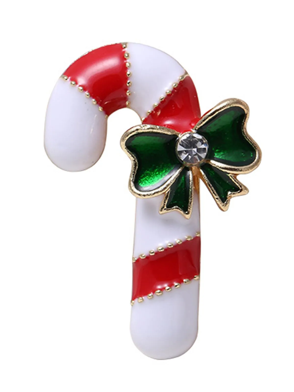 Retro Christmas Crutch Rhinestone Brooch sold by Retro Stage