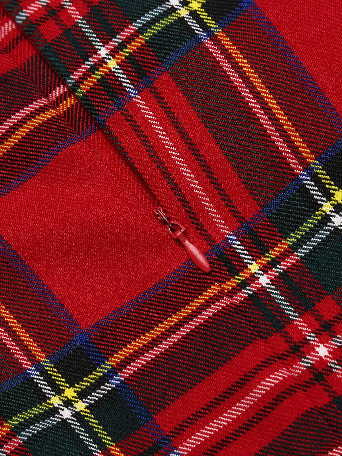 Red 1960s Plaids Bodycon Dress sold by Retro Stage product image thumbnail 5