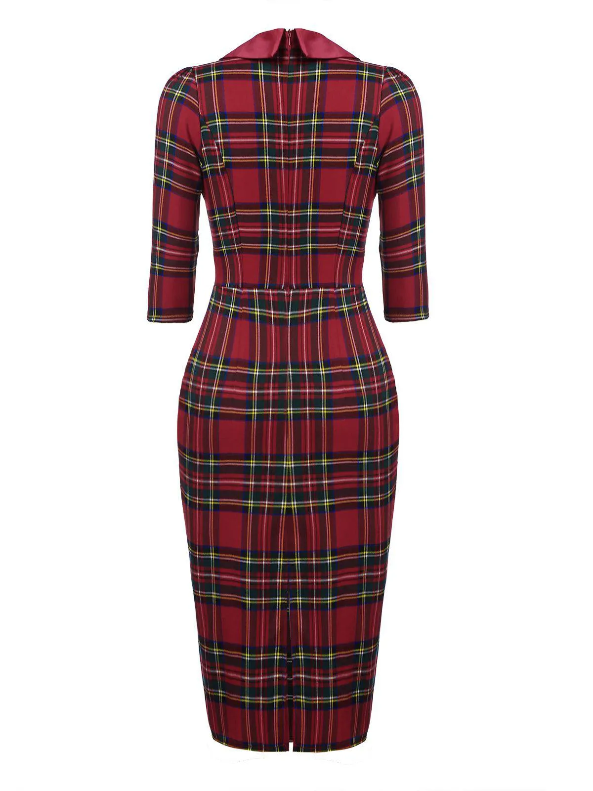 Red 1960s Plaids Bodycon Dress sold by Retro Stage product image thumbnail 3