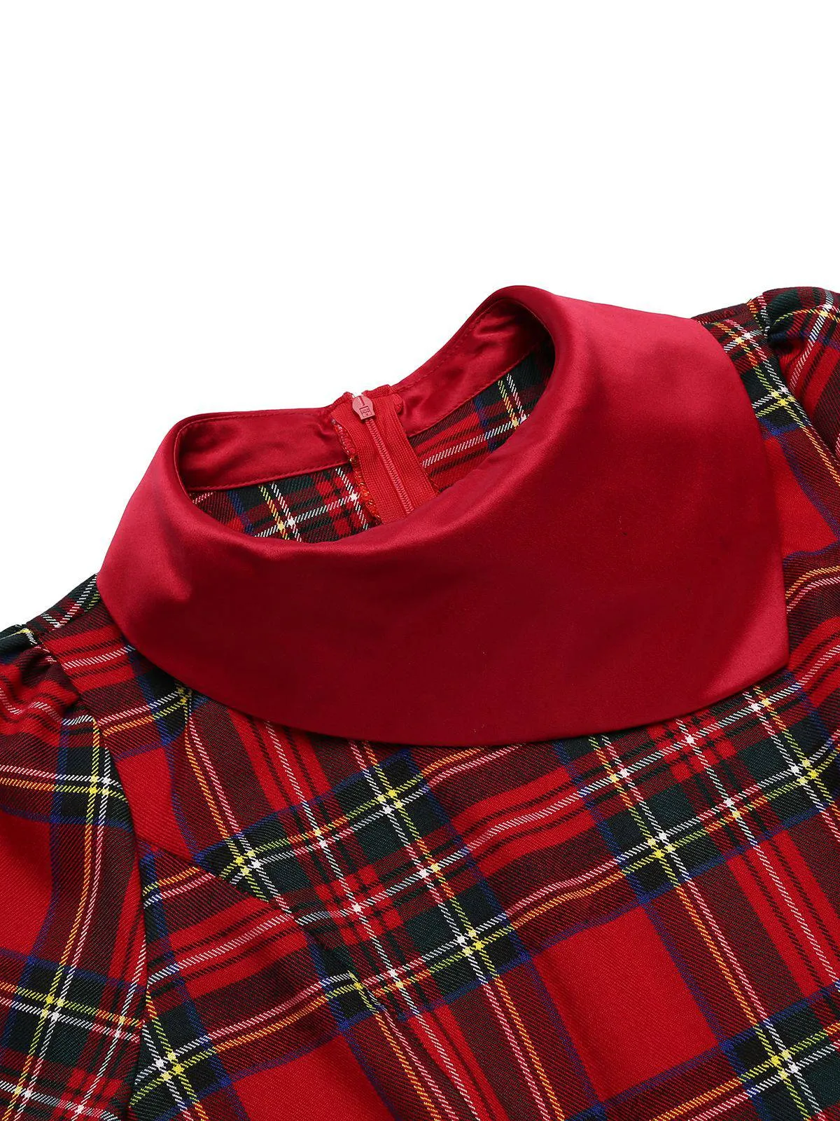 Red 1960s Plaids Bodycon Dress sold by Retro Stage product image thumbnail 4