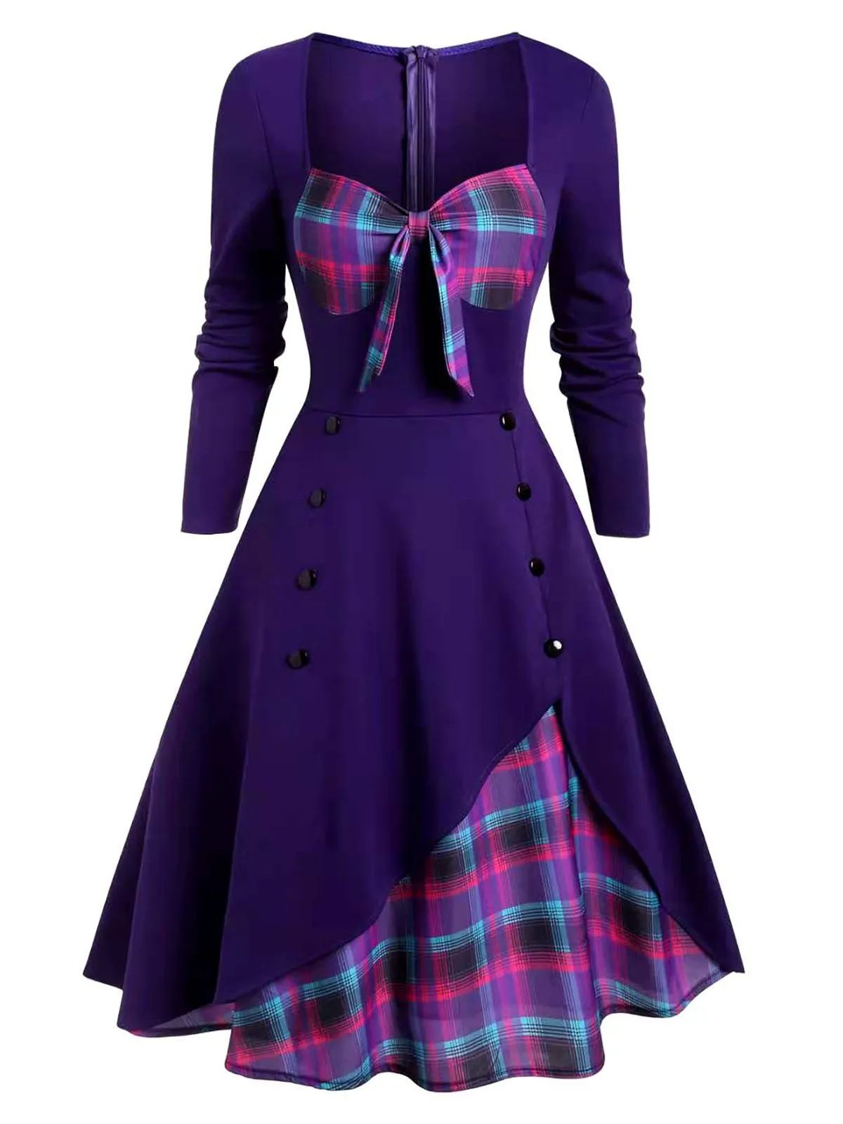 1950s Sweetheart Plaid Patchwork Dress sold by Retro Stage product image thumbnail 5