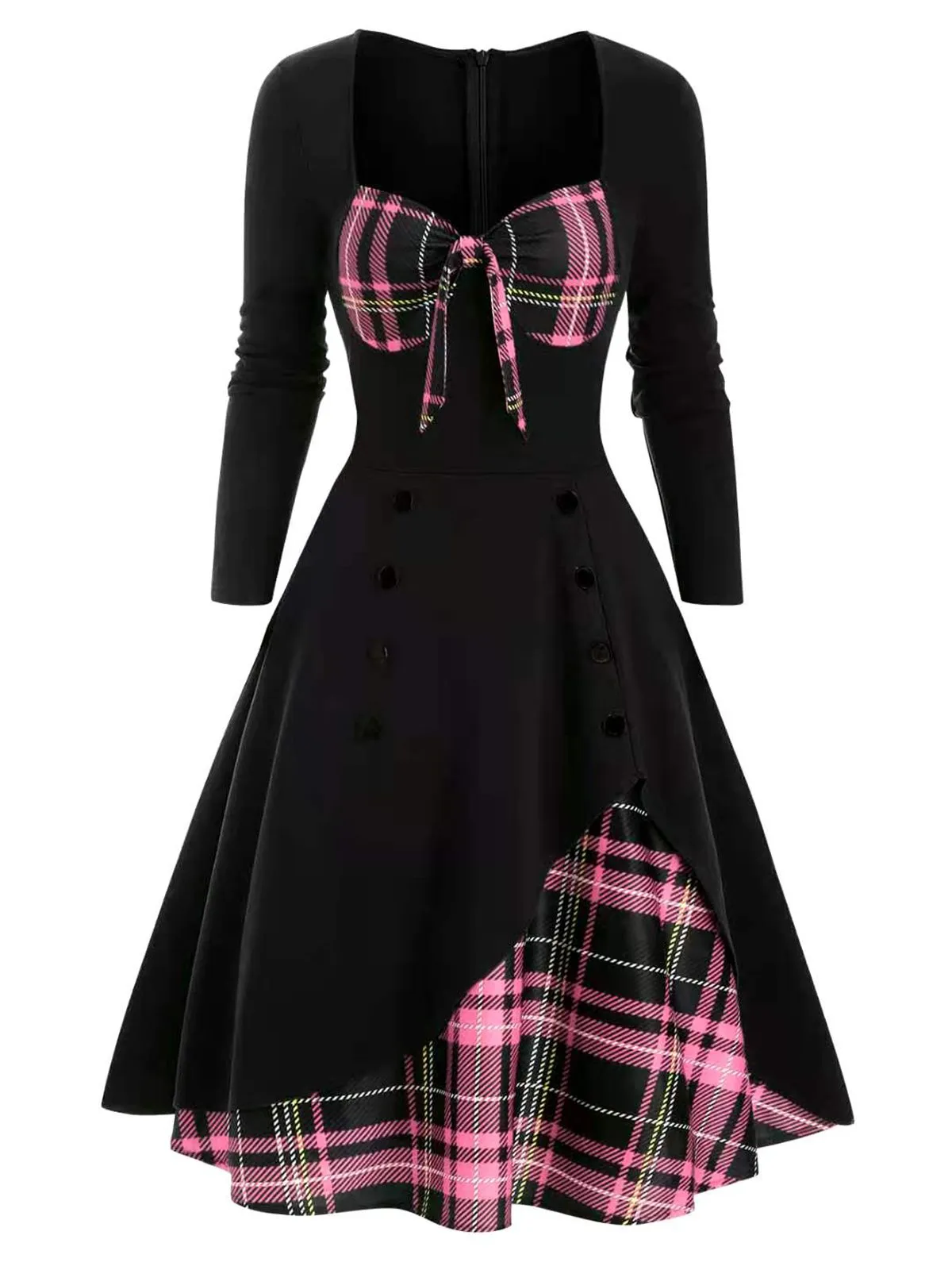 1950s Sweetheart Plaid Patchwork Dress sold by Retro Stage