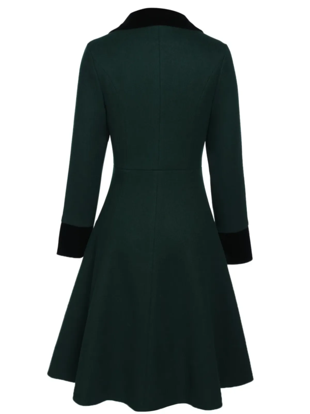 Dark Green 1940s Solid Button Coat sold by Retro Stage product image thumbnail 3