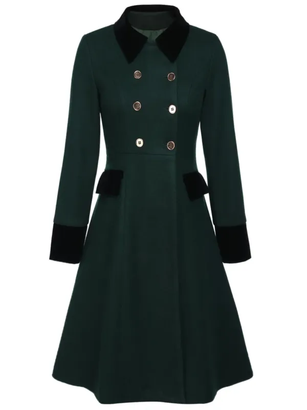 Dark Green 1940s Solid Button Coat sold by Retro Stage
