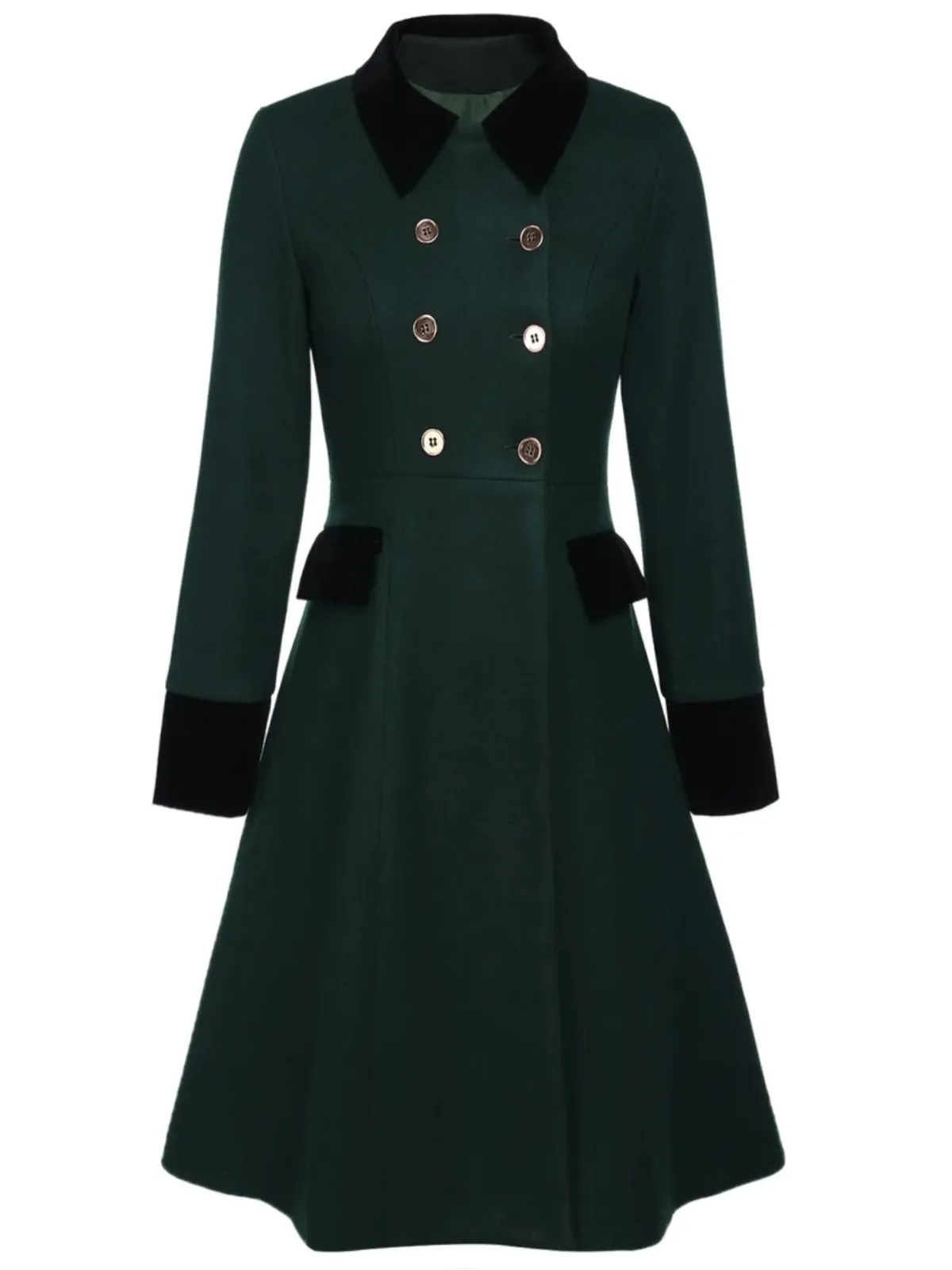 Dark Green 1940s Solid Button Coat sold by Retro Stage