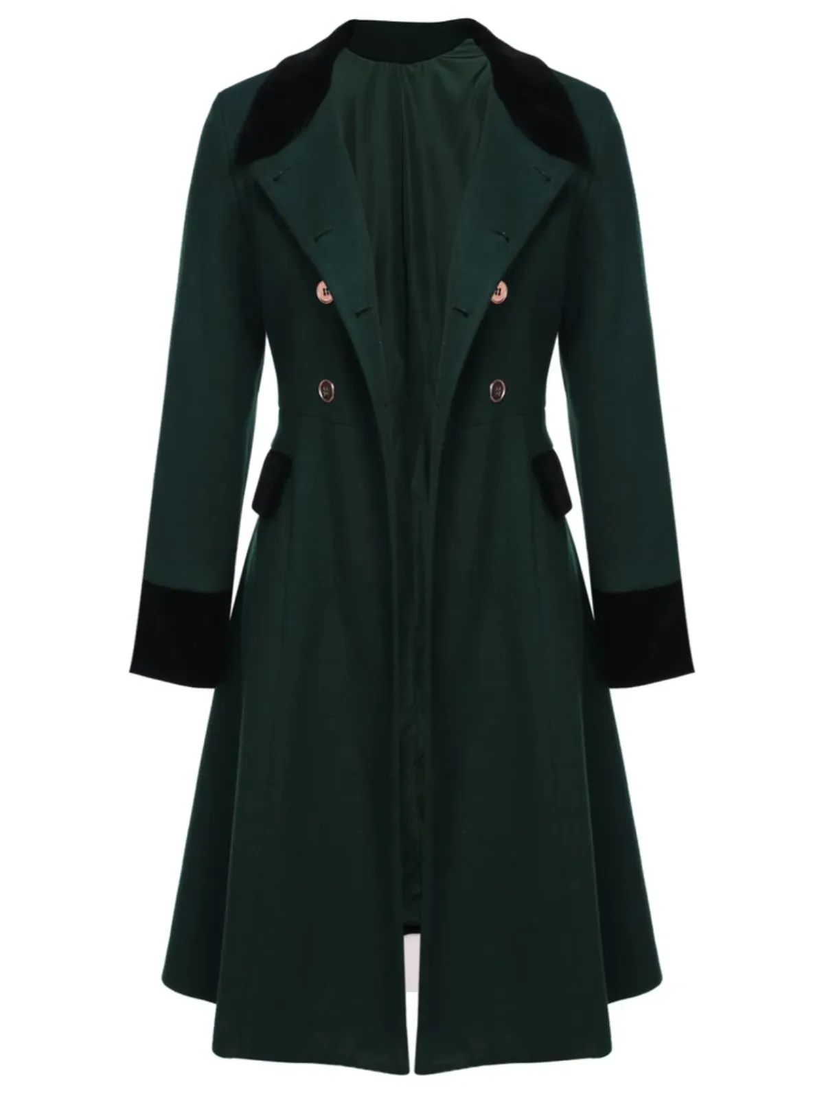 Dark Green 1940s Solid Button Coat sold by Retro Stage product image thumbnail 5